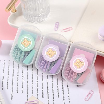 Macaron Color Mini Stapler Student Stationery Combination Set Cute Stapler Convenient Small Size Book Stapler