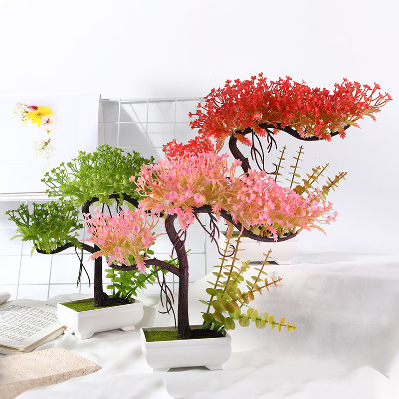 2022新款仿真松花植物盆栽 仿真假花家居装饰假花盆栽厂家批发