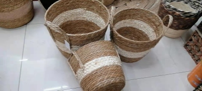 Binaural Straw Storage Basket