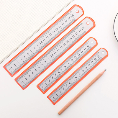 Short Straightedge Scale Ruler Student Stationery Office Drawing Measuring Scale 15/20cm Thickened Stainless Steel Ruler