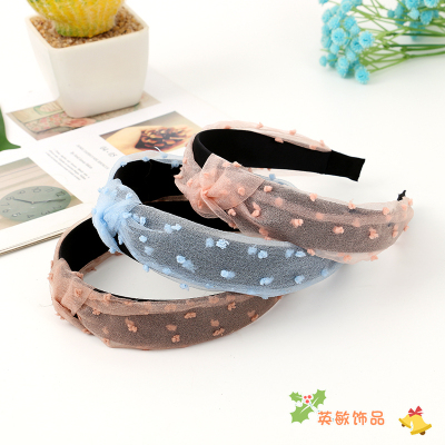 Japanese and Korean Fashion Headband Wide-Brimmed Fabric Knotted Floral Headband Girl Hair Fixer Washing Face Hair Band Hair Accessories in Stock Wholesale