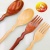 Wooden Long Handle Curved Spoon Fork