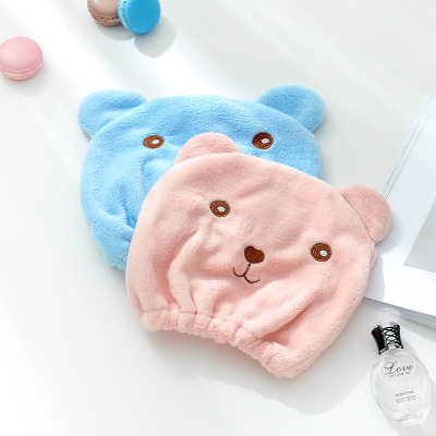 Little Bear Cartoon Hair-Drying Cap Super Strong Hair Quick-Drying Turban Cute Adult Thickened Shower Cap Hair Drying Towel