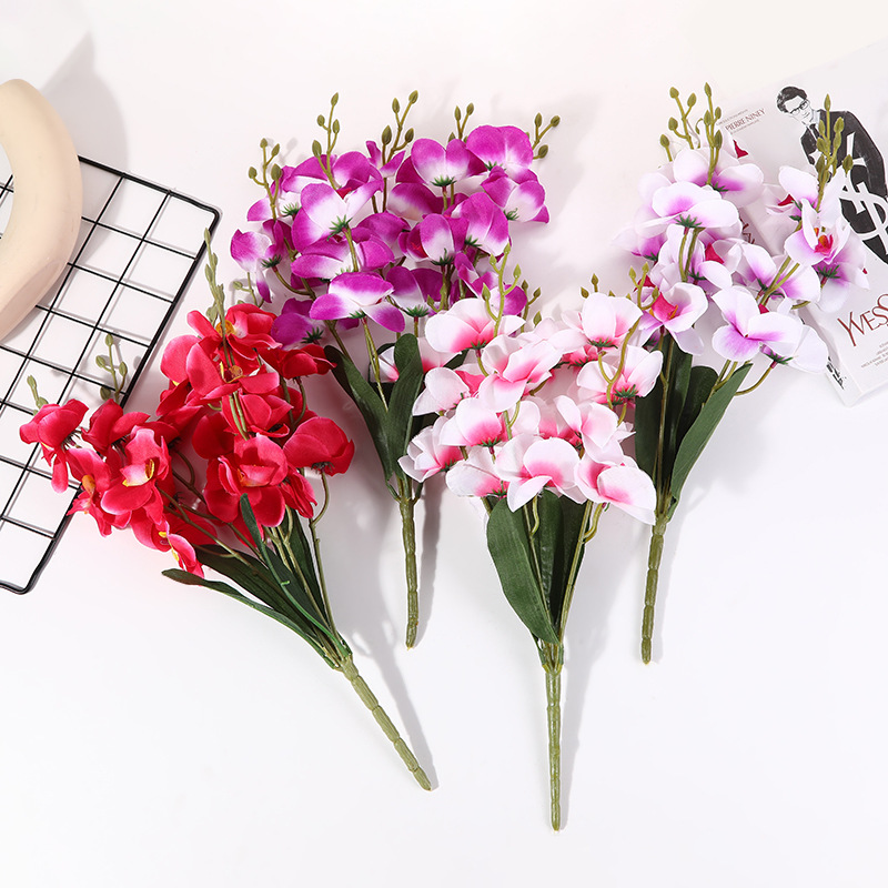 仿真春蝴蝶兰套装假花绢花客厅摆件装饰花艺家居摆放花卉盆栽批发