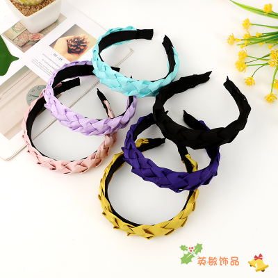 New Headband Korean Fabric Headdress Solid Color Simple Dough-Twist Style Plaits All-Match out Woven Headband Hairpin for Hair Washing