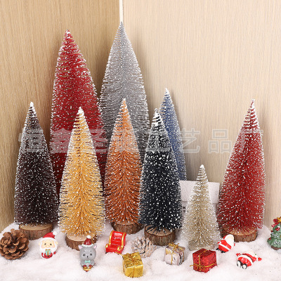 Factory Direct Sales Mini Christmas Tree Colorful Gold Powder Touch White Small Trees Desktop Decoration Small Christmas Decoration Essential