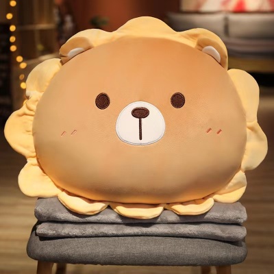 Autumn Winter Dual-Use Throw Cute Sun Flower Animal Throw Pillow Two-in-One Air Conditioning Blanket Office Small Blanke