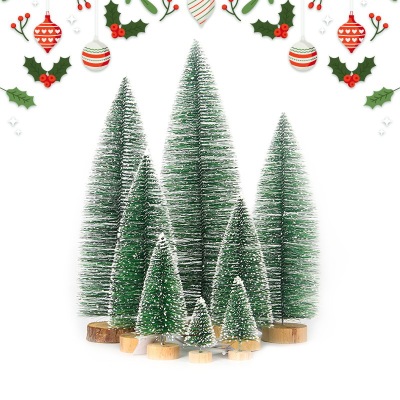 Cross-Border Mini Christmas Tree Pine Needle Flocking Christmas Tree Stained White Cedar Mall and Shop Desktop Decoration