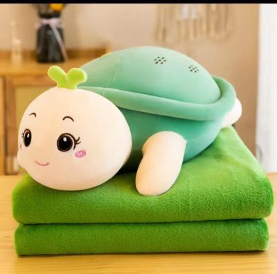 Turtle Pillow and Blanket Simulation Plush Toy Pillow Office Air Conditioning Blanket Three-in-One Sample Custom Gift