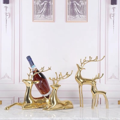 Pure Copper Deer Gift TV Cabinet Wine Cabinet Light Luxury Decoration Creative Newly-Married Marriage Gift Living Room Home Decoration