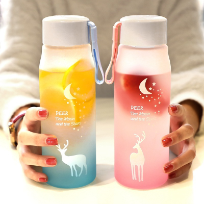 Cute Internet Celebrity Frosted Plastic Cup Creative Personalized Trend Portable Student Water Cup Girl Heart Simple Mori Style Cup