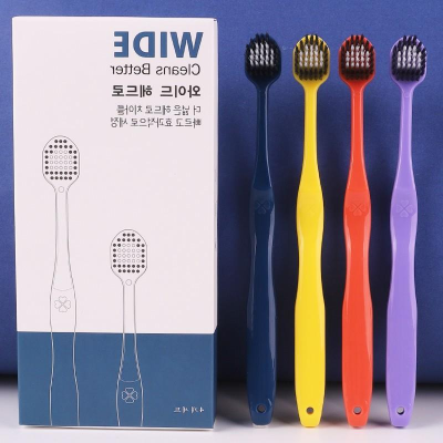 Korean Four-Piece Couple's Wide-Headed Toothbrush Ultra-Fine Super Soft Fur Nano Men's and Women's Adult Family Pack Set