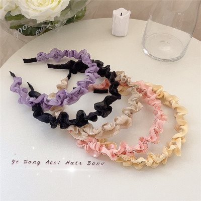 Japanese and Korean Ins Women's Spring and Summer Colorful Lace Chiffon Mesh Pleats Small Fresh Headband Little Fairy Headband Hair Accessories