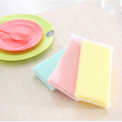 Korean-Style Scouring Sponge Kitchen Cleaning Daily Necessities Mesh Bag Spong Mop Sponge