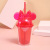 New Double Wall Cooling Plastic Cup Creative Minnie Bow Lid Water Cup Transparent Children 'S Straw Cup Gift Wholesale