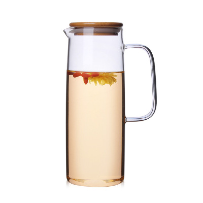 HeatResistant Glass Water Pitcher Straight Pot Cool Water Pot Teapot Boiling Water Bamboo Cover Cold Kettle 12l