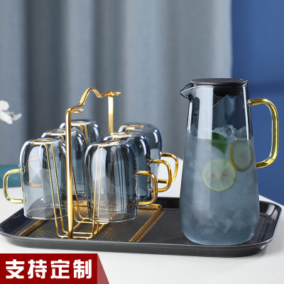Household High Temperature Resistant Cold Boiled Water Cup Large Capacity Jug Borosilicate Glass Cold Water Jar Set