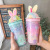 Ice Cup Internet Celebrity Korean Girly Rabbit Cup with Straw Cute Double Layer Iced Ice Crushing Plastic Water Cup