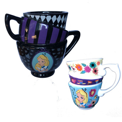 Alice Cartoon Stacked Cup Creative Three-Layer Painted Ceramic Mug Personalized Water Cup Coffee Cup
