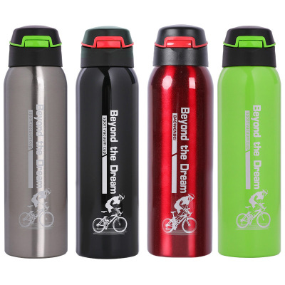 Steel Thermos Cup Bounce Cover Straw Vacuum Thermos Cup Cycling Sports DropResistant Cold Insulation Insulated Mug