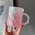 Star Cup New Year Cup 414ml Shining Gradient Lotus Root Pink Girl's Glass Coffee Cup Desktop Cup