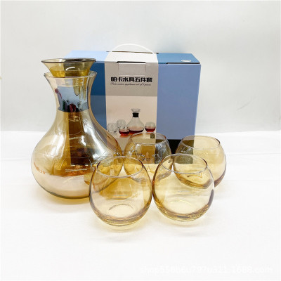 Creative New Glass Paka Drinking Ware 5-Piece Set 7-Piece Set Cold Water Pot Set Transparent Glass Kettle Gift Activity