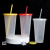 Plastic Pure Black Transparent Straw Plastic Cup Beverage Fruit Milk Tea Glitter Powder Does Not Change Color Straw Cup