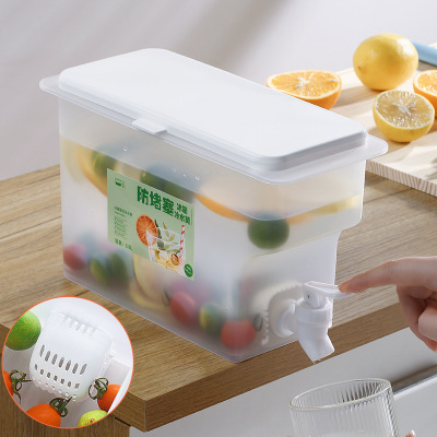 Cold Water Bottle with Faucet Large Capacity Lemon Fruit Teapot Summer Cold Water Bucket Cold Bubble Bottle Ice Bucket