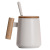 Dingsheng New High-End Wooden Handle Ceramic Cup Mug Coffee Cup Creative Glass with Cover Spoon Gift Box