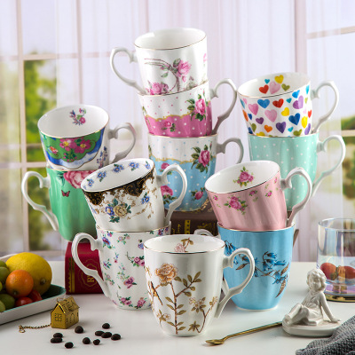 Miranda Bone-China Cup Mug Ceramic Cup Large-Capacity Water Cup Breakfast Cup European Coffee Cup Ceramic Cup Gift Box