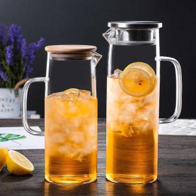 Steel Cover Glass Pot Water Pitcher Large Capacity Cold Water Pot Household Glass Kettle Juice Jug Cold Boiled Water Pot