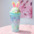 Ice Cup Internet Celebrity Korean Girly Rabbit Cup with Straw Cute Double Layer Iced Ice Crushing Plastic Water Cup