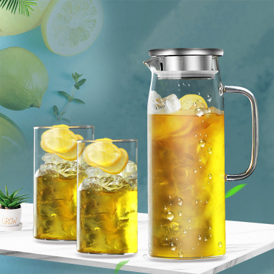 Water Pitcher Cup Used in Home Glass Cold Water Jug Nordic Large Capacity Transparent Cold Boiled Water Cup Retro Cute