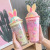 Ice Cup Internet Celebrity Korean Girly Rabbit Cup with Straw Cute Double Layer Iced Ice Crushing Plastic Water Cup