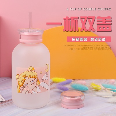 New Creative Korean Version Glass Cute Girl Portable and Simple Water Cup Student Girl Heart Cup Factory Wholesale