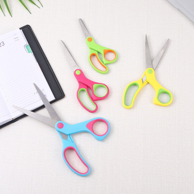 Factory Direct Supply Stainless Steel Office Household Scissors Student Art Stationery Paper Cut by Hand Scissors Plastic Coated Metal Scissors