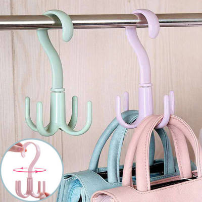 Factory Direct Multi-Functional Four-Claw Hook Plastic 360 Degrees Rotatable Creative Bag Shoes Tie Drying Rack