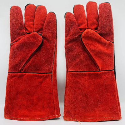 Factory Welding Heat Insulation Anti-Scald Protective Gloves Cowhide Gloves Wear-Resistant Heat-Resistant Welder Protective Long Gloves Wholesale