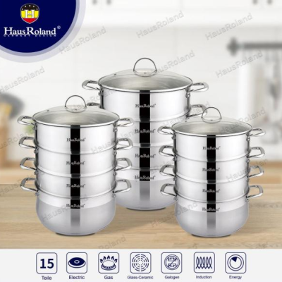 Foreign Trade Stainless Steel 4-Layer Steamer Pot Set Steamer Steamer Cooker Applicable to Gas Stove Factory in Stock Gift Wholesale