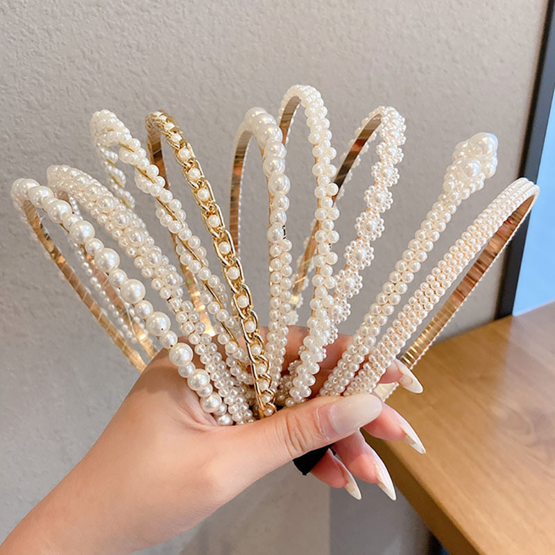 网红森系简约珍珠发箍女百搭外出超仙细头箍仙女发饰韩国头饰发带