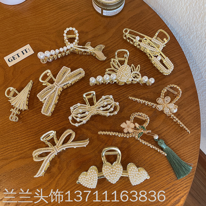 法式金属抓夹女大号发夹后脑勺发卡2022年网红新款鲨鱼夹子头饰品