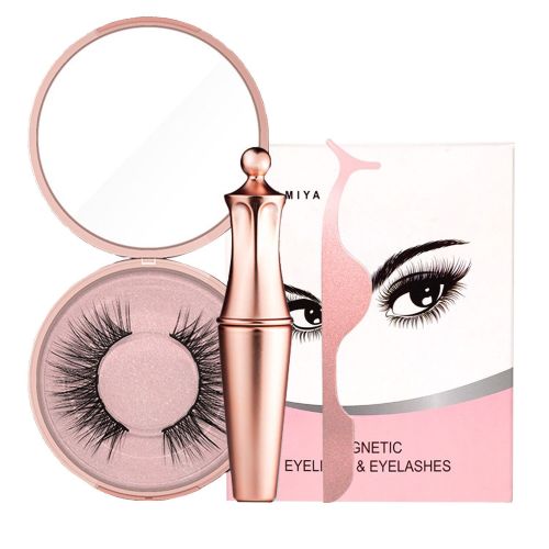 magnetic liquid eyeliner set with tweezers glue-free magnetic natural quantum magnet false eyelashes