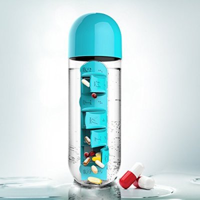 Medicine Box Cup Creative Glass with Seven Days Portable Pill Box Two-in-One Outdoor Portable Water Bottle