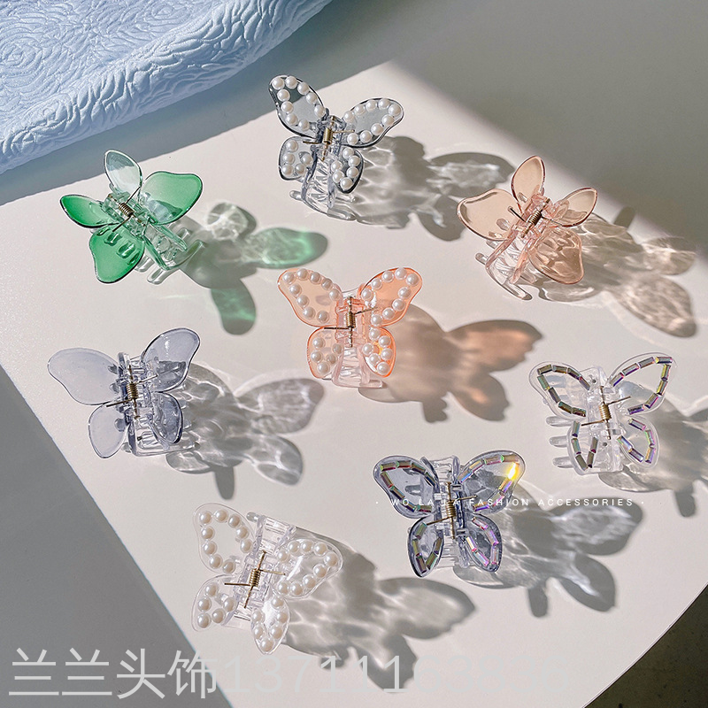 磨砂彩色复古法式甜美可爱蝴蝶抓夹发夹女夹子网红头饰鲨鱼夹发卡