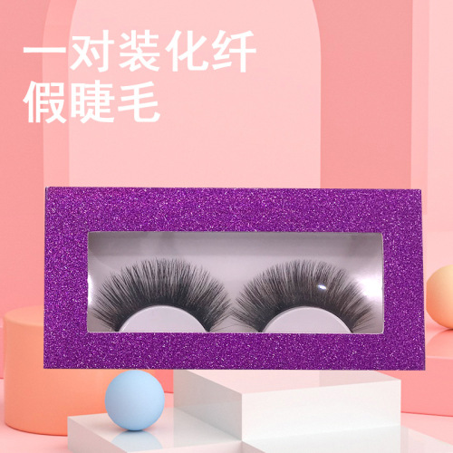 A Pair of Chemical Fiber False Eyelashes Natural Thick Exaggerated Long Eyelashes Cotton Thread Stem European and American Three-Dimensional Multi-Layer Eyelashes