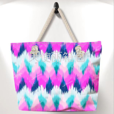Latest Tie-Dye Series Canvas Bag Fashion HD Printing Beach Bag Women's Hemp Rope Tote Bag Shoulder Bag