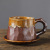 Cross-Border Creative Stoneware Cup and Saucer Set Vintage Design Ceramic Mug Japanese Style Handmade Ceramic Coffee Cup