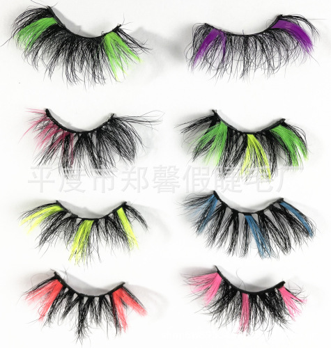 Eye Tail Color Mink Hair False Eyelashes 25mm30mm Soft Fluffy Exaggerated Thick Eyelash Cross-Border Wholesale