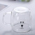 Factory Wholesale Double Layer Glass Cup with Handle Bear Cake Towel Household Coffee Cup Drinking Cup Milk Juice Cup