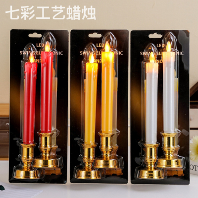 Factory Direct Sales Long Brush Holder Electronic Candle Cross-Border Supply Smokeless New Beginnings Household LED Swing Electronic Candle